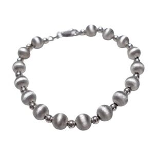 KA 1772 Sterling Silver 925 Matte Silver Beaded
Bracelet Dainty Delicate